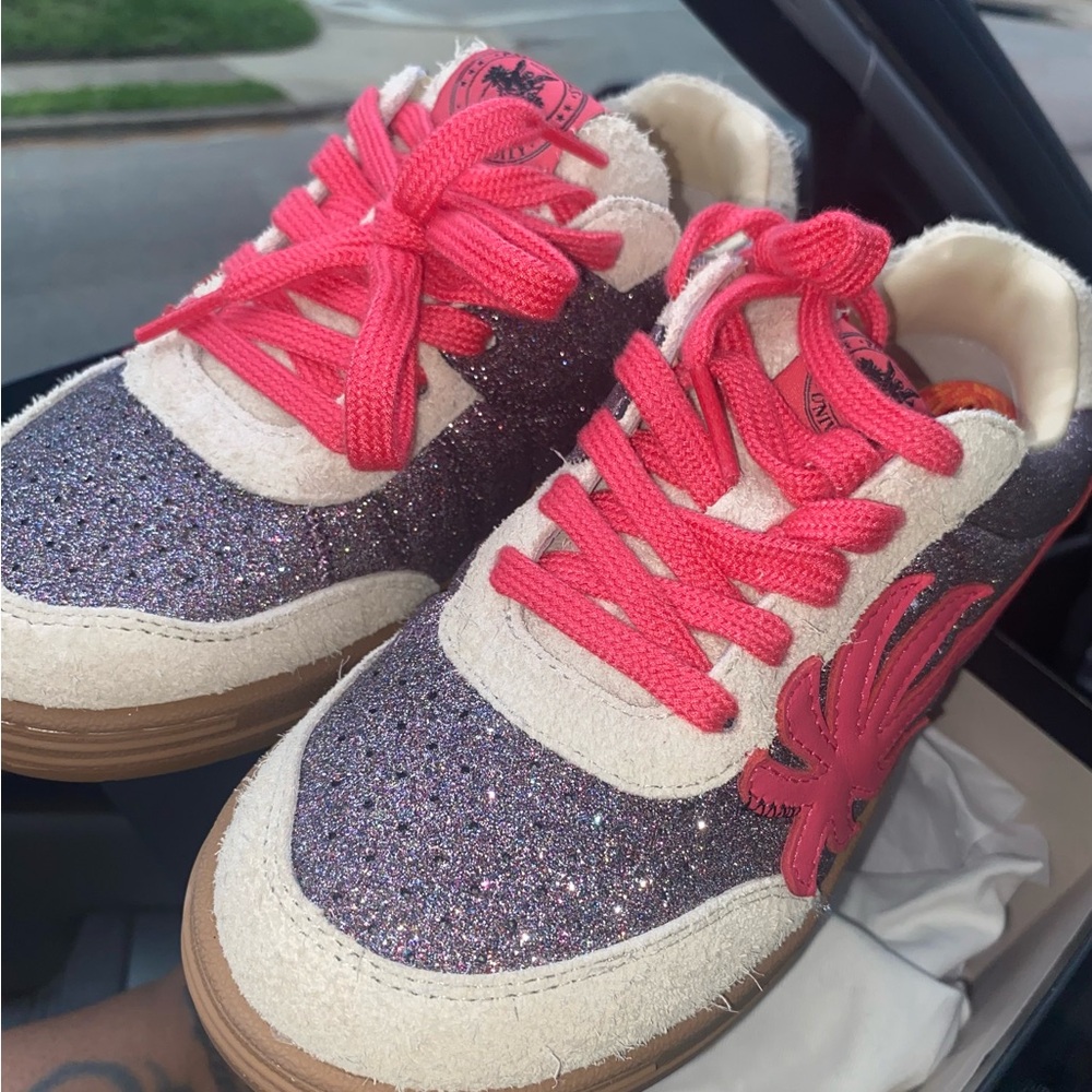 Palm Angels Pink and Purple Sparkly Sneakers